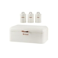 Upstairs Homeware Retro Bread Bin and Canister Set - Set of 4 White Photo