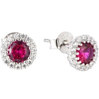 Kays Family Jewellers Classic Ruby Halo Studs on 925 Silver Photo