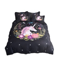 Kidsrock Black Starry 3D Fresh Watercolor Unicorn Bedding Photo