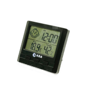 LASA Digital Indoor Thermometer Temperature Humidity Clock Black Photo
