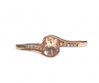 Genuine Morganite Oval Ring with 10 Diamonds -Set in 9 Karat Rose Gold Photo