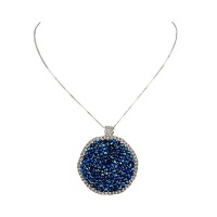 Dimzique Jewellery - Silver Chain and Dark Blue Crystal Beaded Necklace Photo