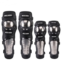 SULAITE 4 Pieces Stainless Steel Motorcycle Elbow Knee Shin Guards Protector Photo