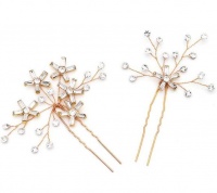 Olive Tree - Crystal Styled Hair Pins - Bridal / Formal Event Photo