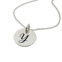 "Engraved Initial - Y on 15mm sterling silver disc" Photo