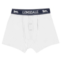 Lonsdale Junior Boys 2 Pack Boxers - White/Navy Photo