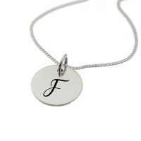 "Engraved Initial - F on 15mm sterling silver disc" Photo