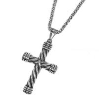 Xcalibur Oxidised twisted Celtic cross pendant necklace stainless steel Photo