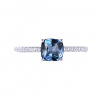 Lucid 925 Sterling Silver 4 Claw London Blue Micro Zircon Engagement Ring Photo