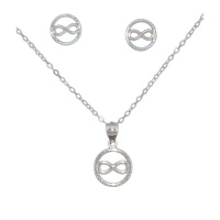 Sterling Silver Round Infinity Earrings and Necklace Set Photo