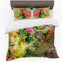 Print with Passion Colourful Water Painted Floral Duvet Cover Set Photo