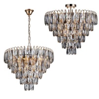 Bright Star Lighting Polished Brass & Crystal Pendant with Dual Mounting Options Photo