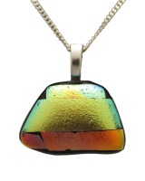 925 Sterling Silver Necklace with Dichroic Glass Pendant Photo