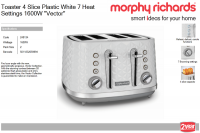 Morphy Richards Toaster 4 Slice Plastic White 7 Heat Settings1600W "Vector" Photo