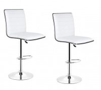 Bar / kitchen Counter Stools with Chrome Base - Set of 2 – White Colour Photo