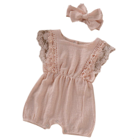 Adorable Pink Romper For Baby Girl With Headband Photo