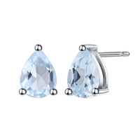 Blue Topaz Solitaire Earrings - Pear Shape Photo