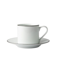 Jenna Clifford - Premium Porcelain Cappuccino Cup & Saucer With Black Band Set of 4 Photo