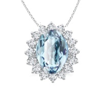 Civetta Spark Diana Necklace with Swarovski Aquamarine Crystal Rosegold Photo