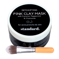 Pink Clay Mask For Clearer Skin with Mini Bamboo Brush Photo