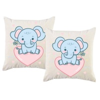 PepperSt – Scatter Cushion Cover Set – Baby Elephant on Heart Photo