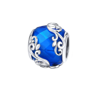 Lucid 925 Silver Charm - Blue Vine Bead Pendant - For Charm Bracelet Photo