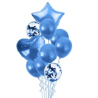 BubbleBean - Royal Blue Bunched Party Helium Balloons - 10 Piece Photo