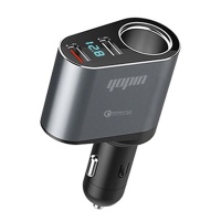 Dual USB Car Charger & LED Voltage Display - Gray Photo