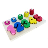 Logarithmic Wooden Montessori Numbers Five Column Kids Puzzle Board Photo