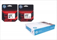 HP 652 Black & Color Ink and Paper Bundle Photo