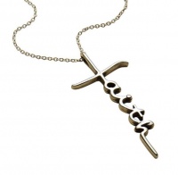 Solid Stainless Steel Faith Cross Pendant And Necklace Photo
