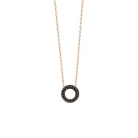 Zircon Stone Minimal Necklace With Black Diamonds 925 Sterling Silver Photo