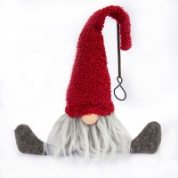 The Nordic Collection Nordic Burgendy Spotted Sitting Xmas Christmas Gnome Dangly Legs 40CM Photo