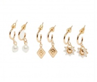 Quiz Ladies Gold Drop Hoop Earring Set - Gold Photo