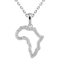 African Pendant with CZ in Silver Photo