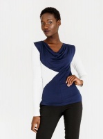 Women's edit Cowl Neck Colour Block Top Navy Photo