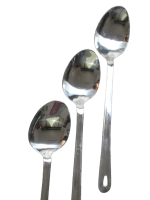AZAZ ENTERPRISE 3 Piece Serving Spoon Ss 35cm Oval Plain Handle W/Hole Photo
