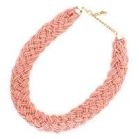 Sista Light Coral Plaited Beaded Bib Necklace Photo