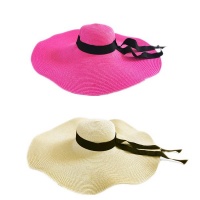 2x Cubana Sun Hat For Women Floppy Wide Brim Beach Hats Straw Y ellow Brown Photo