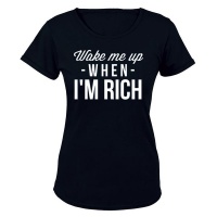 Wake Me Up When I'm Rich - Ladies - T-Shirt - Black Photo