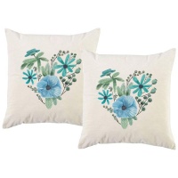 PepperSt - Scatter Cushion Cover Set - Flower Heart Blue Photo