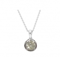 SCJ Genuine Round Diamond 0.26ct Tube Pendant & Chain - 925 Sterling Silver Photo