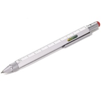 Troika Multitasking Ballpoint Pen Mini Tool Construction Silver with Red Photo