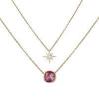 Stella Luna Star Necklace with Swarovski Antique Pink Crystal Gold Photo