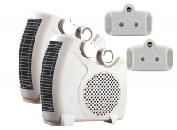 KMF 2 x | 2" 1 Fan Heater - White | With 2 x Plug Adapter Photo