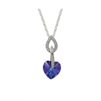 XP Oval Heart Shaped Swarovski Embellished Crystal Necklace - Purple Photo