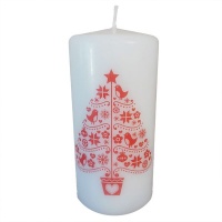 The Nordic Collection Nordic Scandinavian Christmas Tree & Heart Printed Pillar Wax Candle Photo