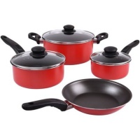 Chefs Delight - 7 Piece Cookware Set - Non - Stick Carbon Steel - Red Photo