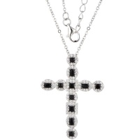 Kays Family Jewellers Black Cross Pendant in 925 Sterling Silver Photo