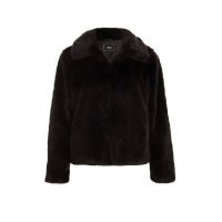 Quiz Ladies Black Short Faux Fur Collar Jacket - Black Photo